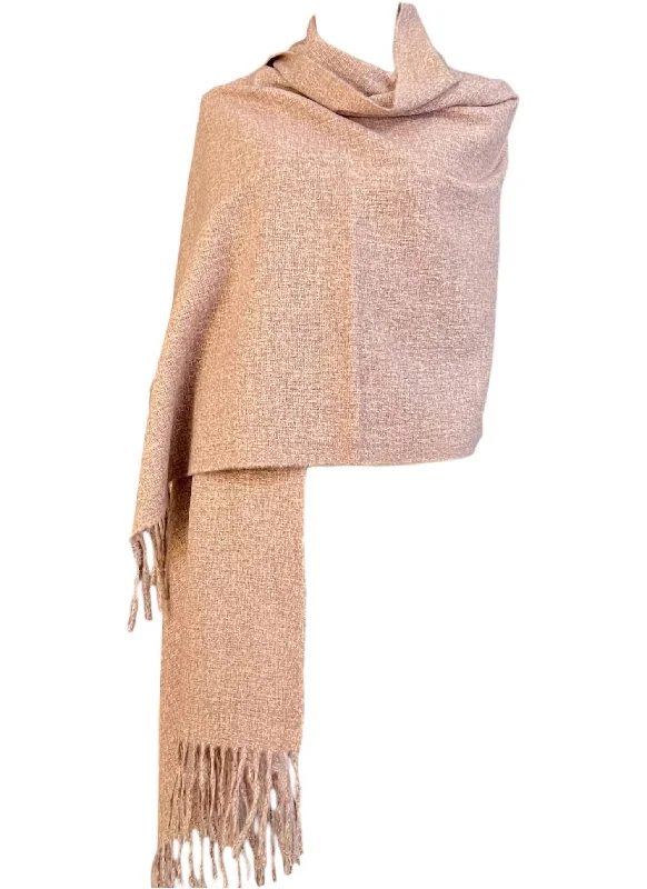 Irene Tassel Trim Oversized Winter Scarf In Pink