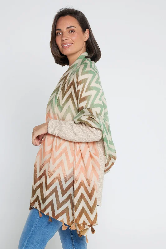 Everly Scarf - Green/Brown/Peach