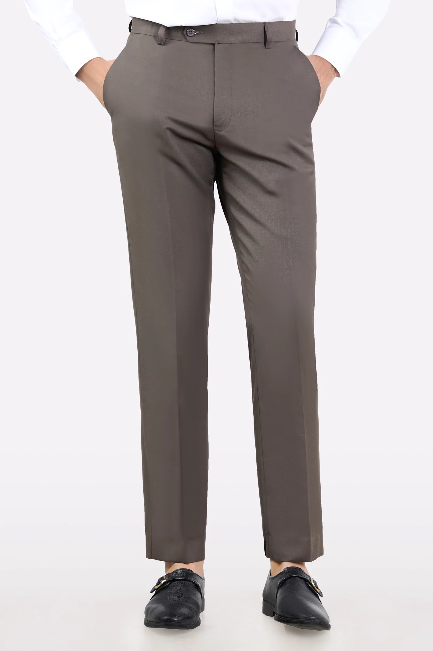 Dark Brown Regular Fit Formal Trouser