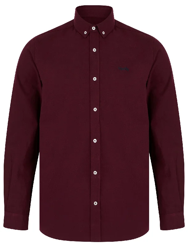 Holkham Cotton Twill Long Sleeve Shirt in Tawny Port - Tokyo Laundry