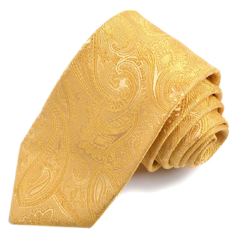 Tonal Gold Paisley Woven Silk Jacquard Tie by Dion Neckwear