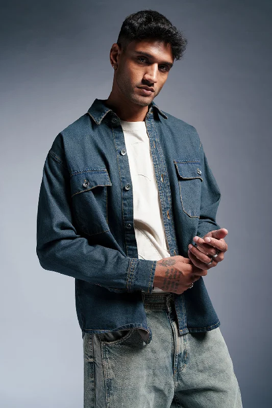 Cyber Blue Men's Denim Jacket