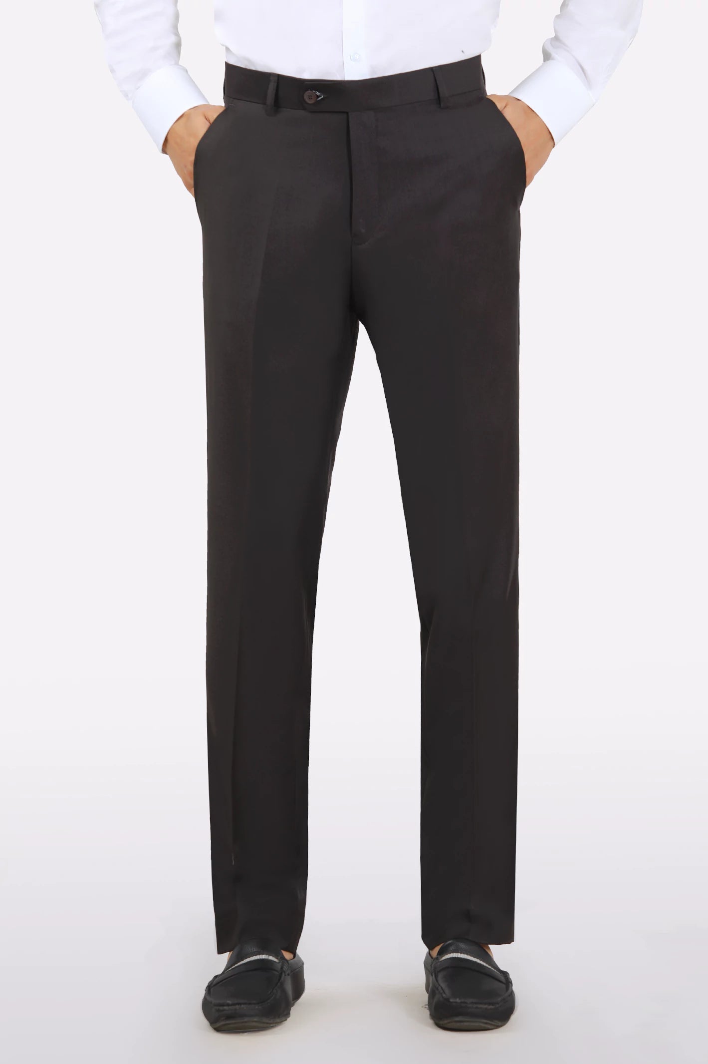 Dark Brown Regular Fit Formal Trouser