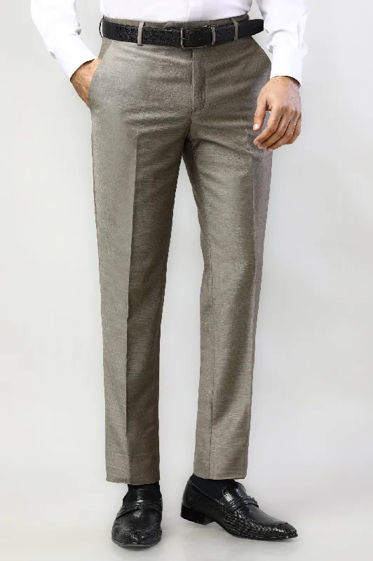 Fawn Wash & Wear Regular Fit Trouser