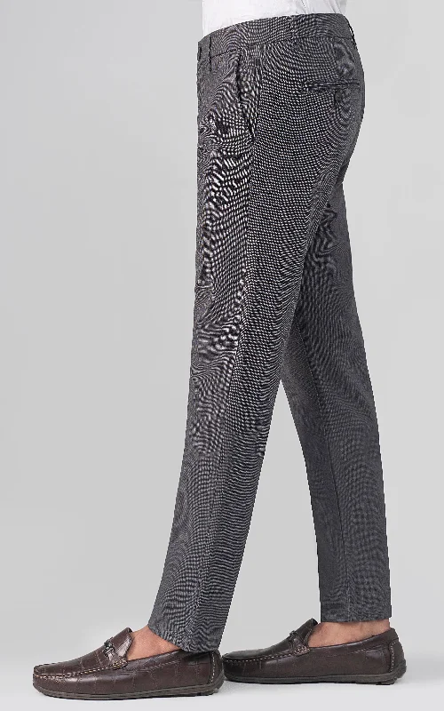 TEXTURED SMART FIT CASUAL PANT CHARCOAL