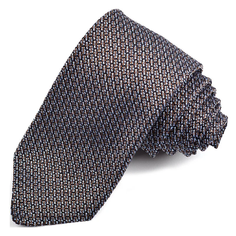 Multi Solid Garza Grossa Grenadine Italian Silk Tie in Navy, Brown, and Sky by Dion Neckwear