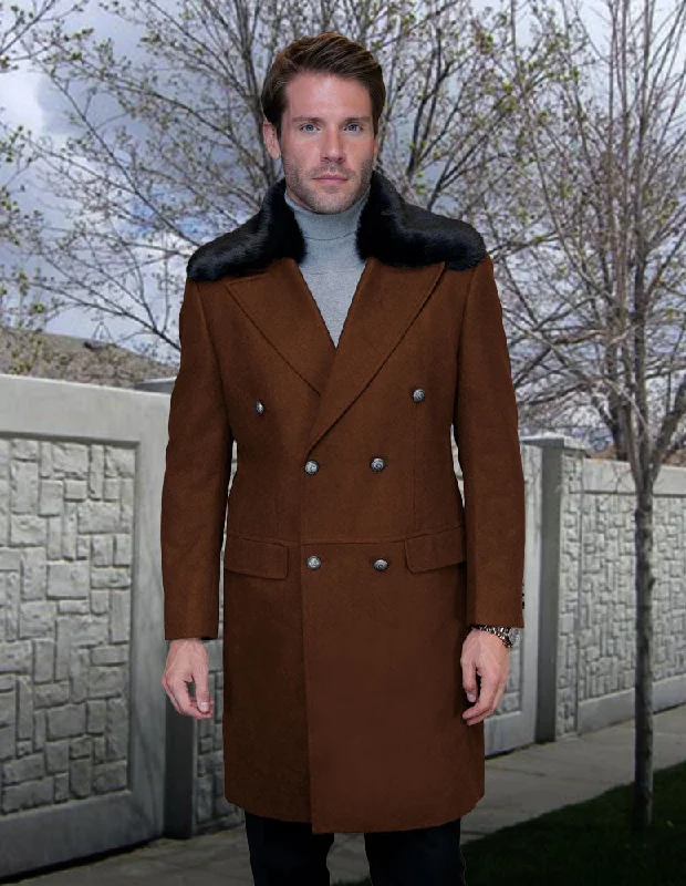 COPPER MODERN FIT WOOL & CASHMERE JACKET W/ REMOVABLE FUR