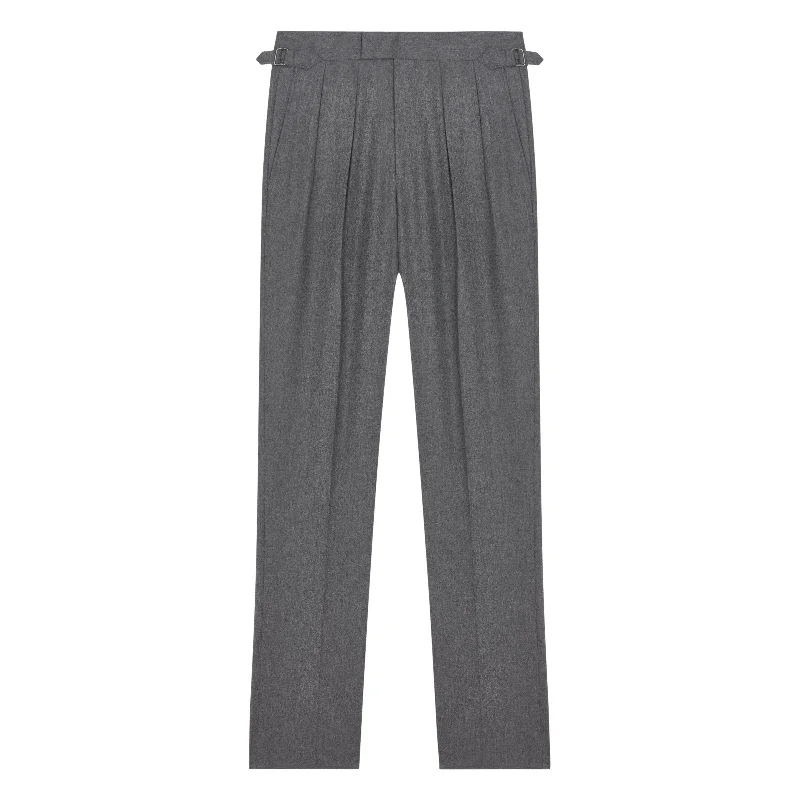 Aleks Mid Grey Wool Flannel Trousers