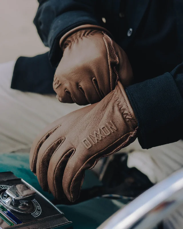 Roper Leather Moto Gloves - Brown