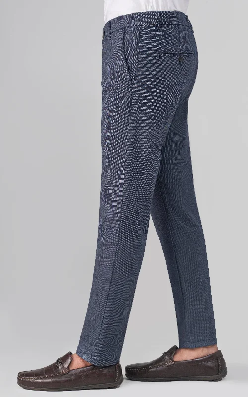 TEXTURED SMART FIT CASUAL PANT NAVY