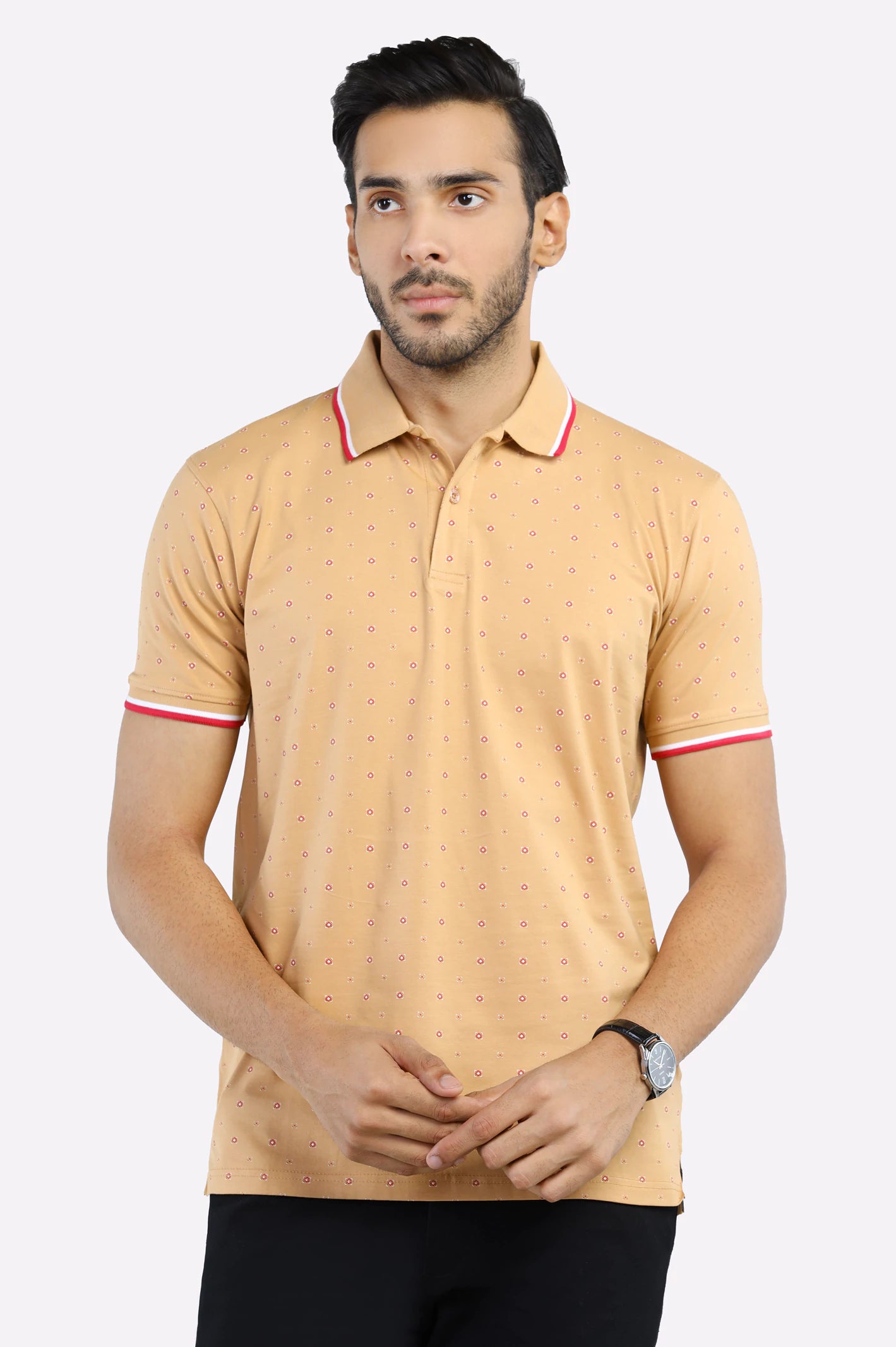 Beige All Over Printed Polo