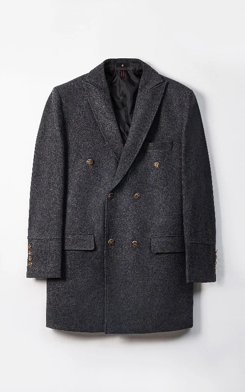 DOUBLE BREASTED LONG COAT CHARCOAL