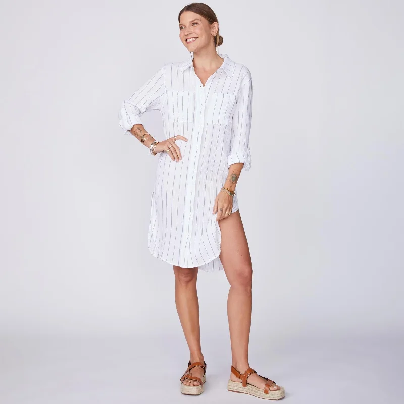 Pinstripe Gauze Shirt Dress