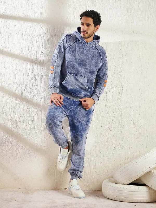 Indigo Oversized Piping Detailed Sweatshirt and Joggers Combo Tracksuit