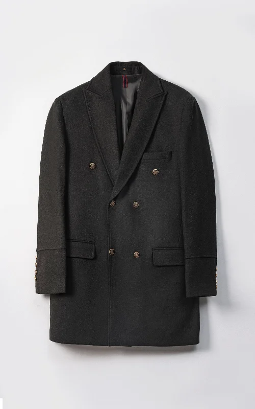 DOUBLE BREASTED LONG COAT DARK OLIVE