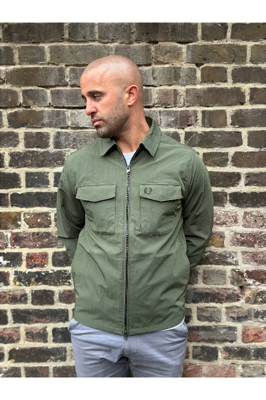 Fred Perry - M5684 Textured Zip Through Laurel GRN - Overshirt