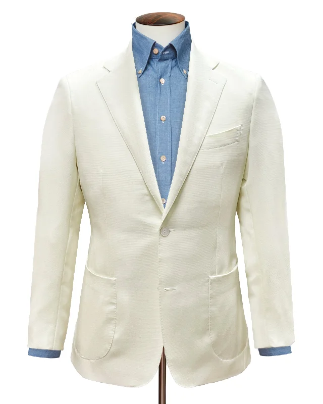 Spiga Blazer - Ivory Hopsack Wool