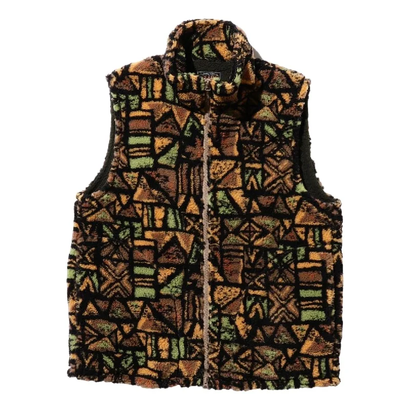 Stand Collar Zip Vest Jacquard Boa Batik