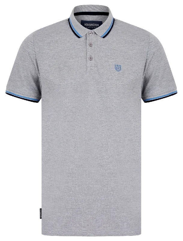 Saints Cotton Pique Polo Shirt in Light Grey Marl- Kensington Eastside