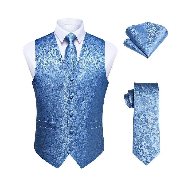 Paisley 3pc Suit Vest Set - D Baby Blue