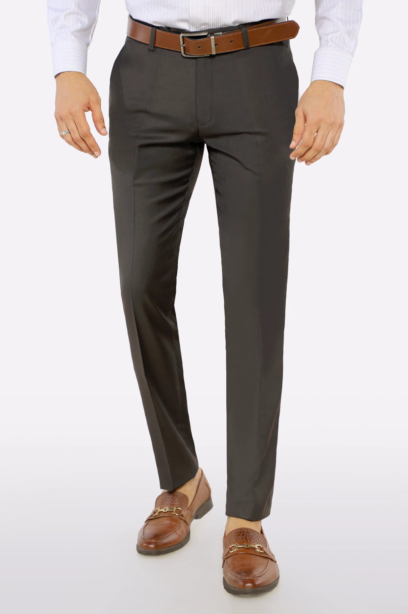 Dark Brown Slim Fit Formal Trouser