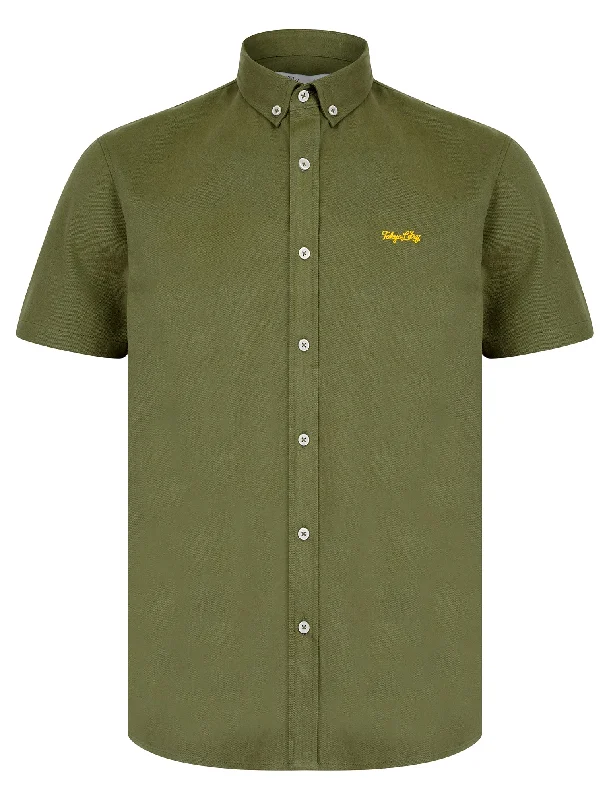 Elbury 3 Short Sleeve Cotton Twill Shirt in Dusty Olive - Tokyo Laundry