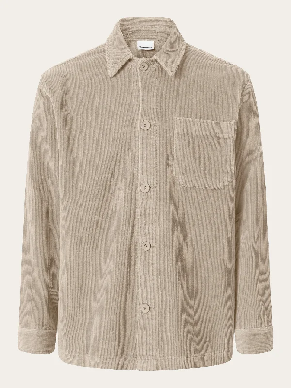 Stretched 8-wales corduroy overshirt - Light feather gray