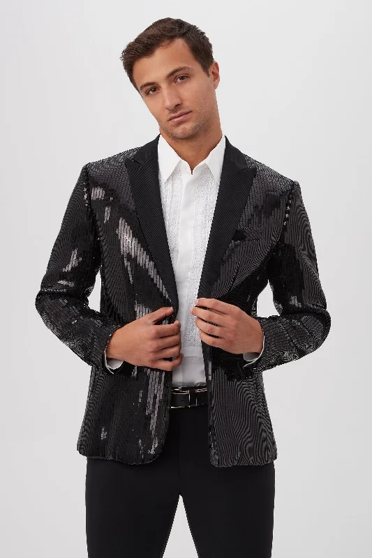 Coleman Sequin Blazer With Peaked Lapel