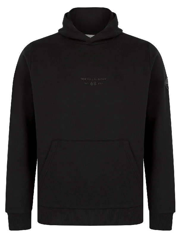 Mirrors Motif Brushback Fleece Pullover Hoodie in Jet Black - Tokyo Laundry