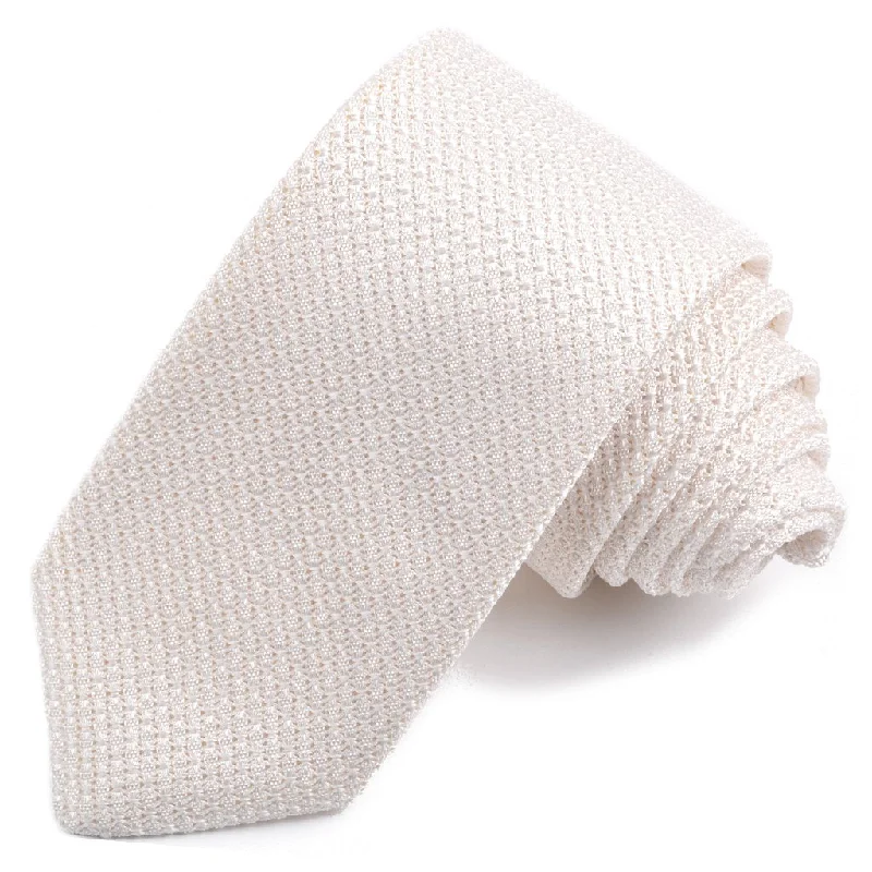 Solid Garza Grossa Grenadine Italian Silk Tie in White by Dion Neckwear