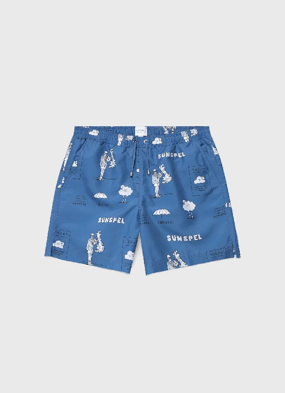 Men's Matt Blease Drawstring Swim Shorts in Today's Forecast Print