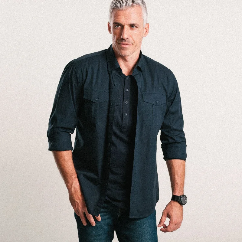 Editor Shirt – Dark Navy Stretch Cotton Poplin