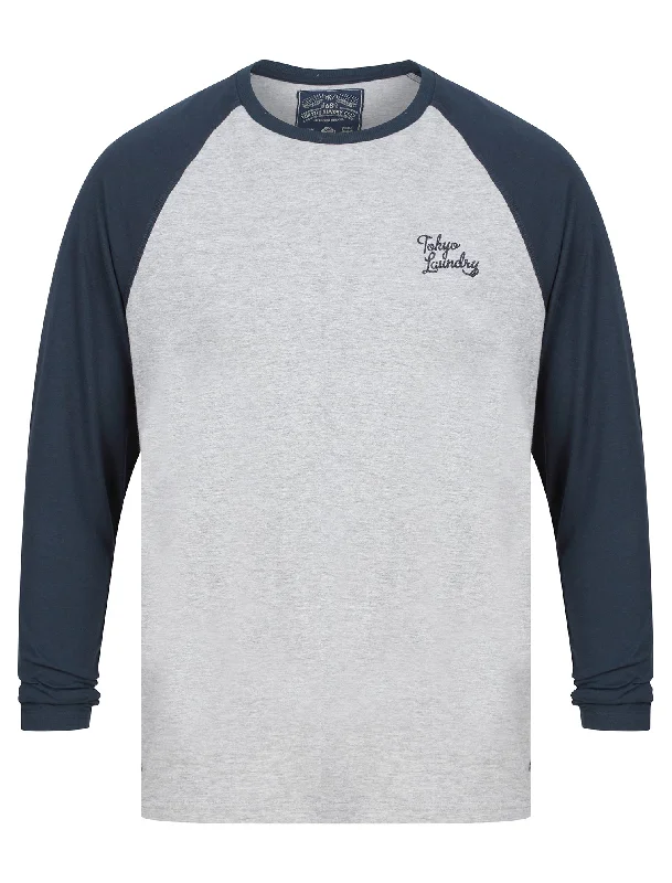 Irons Cotton Jersey Baseball Raglan Long Sleeve Top in Sky Captain Navy - Tokyo Laundry