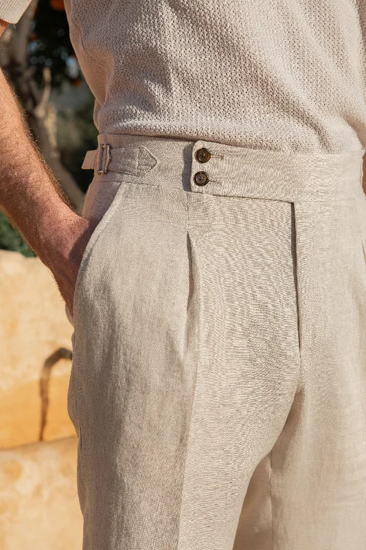 Beige linen Soragna trousers  - Made in Italy