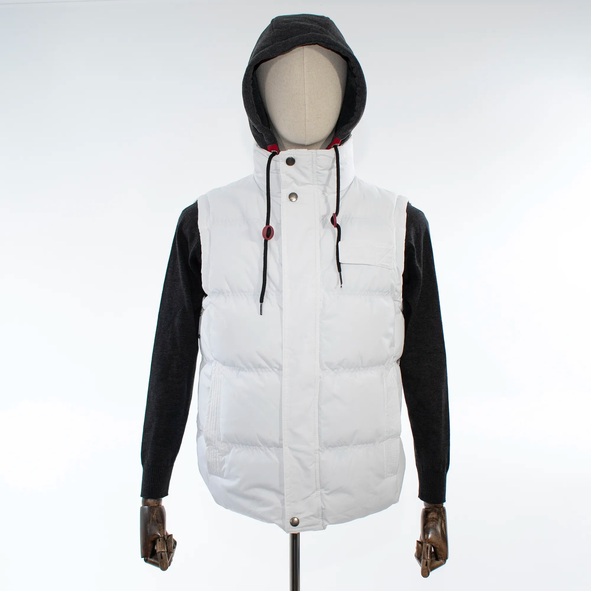 White Puffer Vest Hooded Jacket