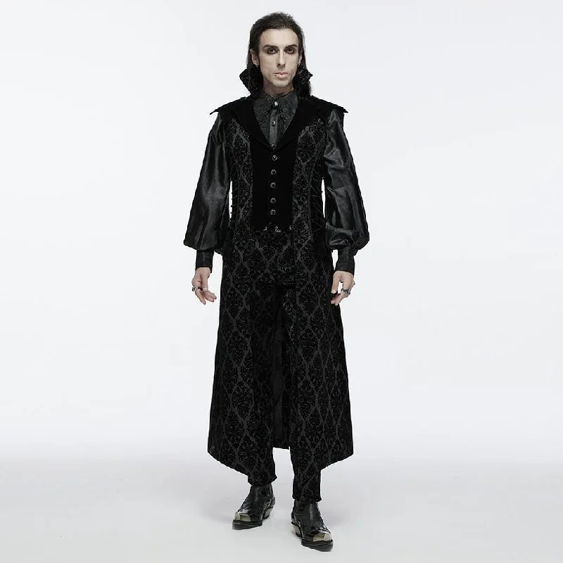 Men's Gothic Lace-up Floral Velvet Waistcoat