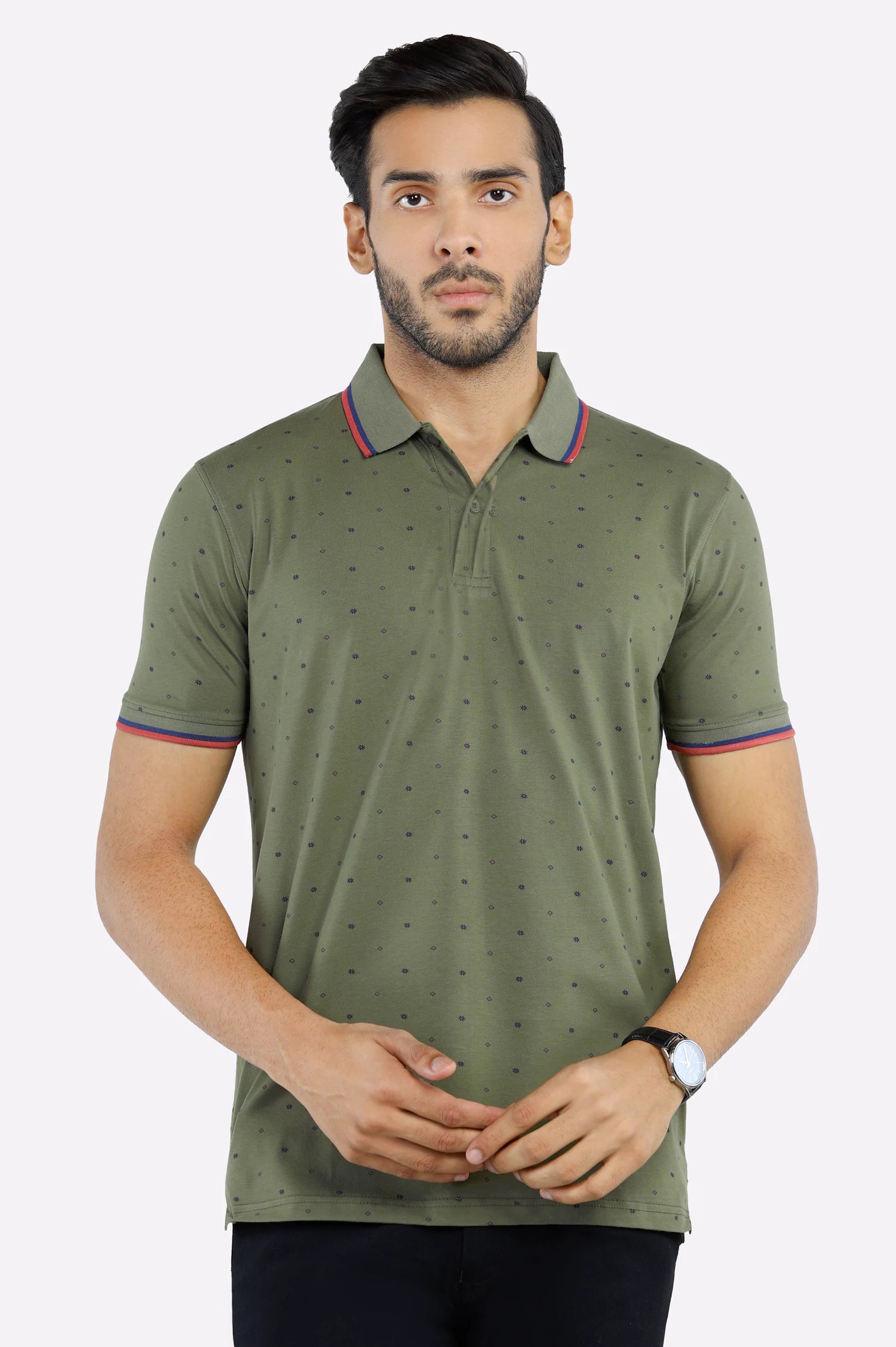 Olive All Over Printed Polo