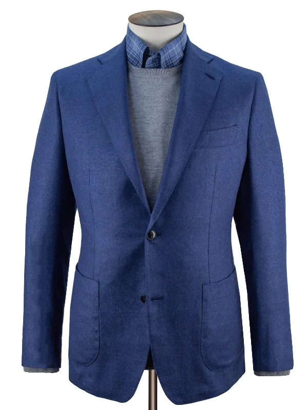 Adria Blazer - Indigo Silk & Wool Basketweave