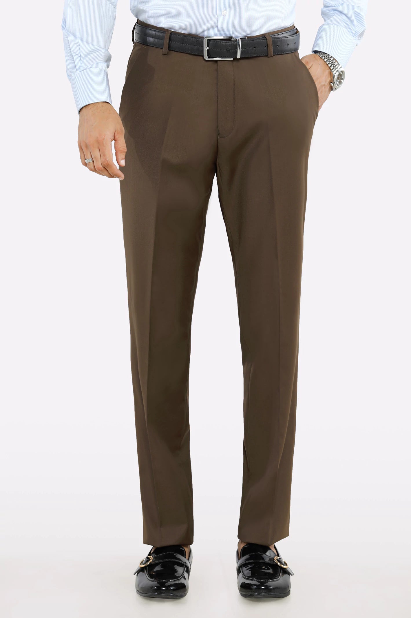 Brown Regular Fit Formal Trouser