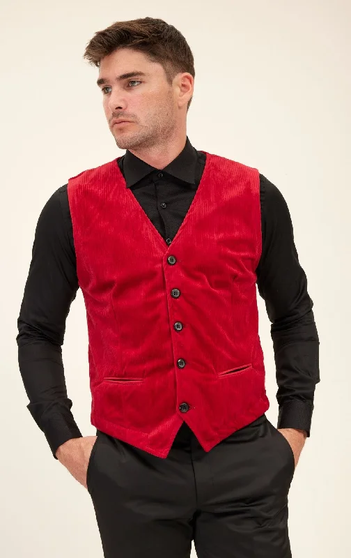 Oslo Velvet Vest - Red