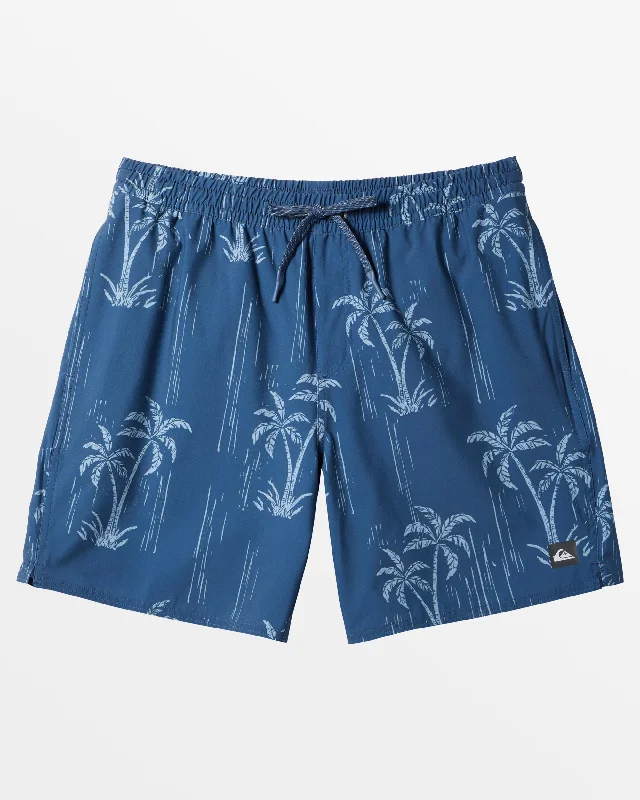 Waterman Shady Palms 18'' Elastic Waist Trunks - Shady Palm- Ensign Blue