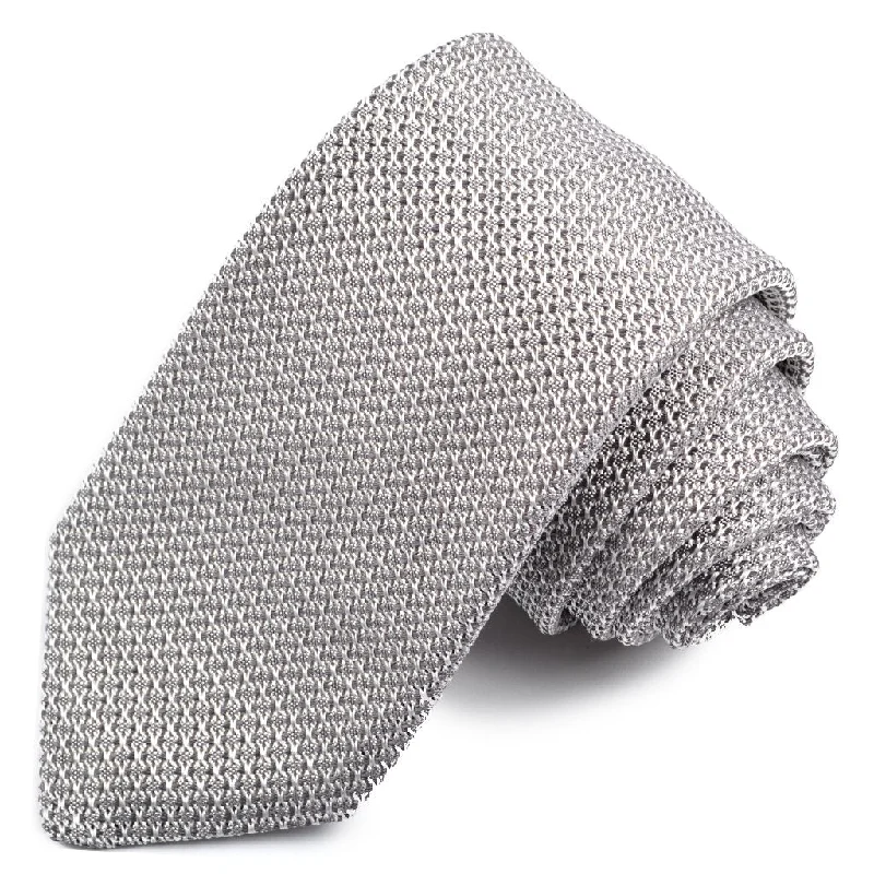 Solid Garza Grossa Grenadine Italian Silk Tie in Silver by Dion Neckwear