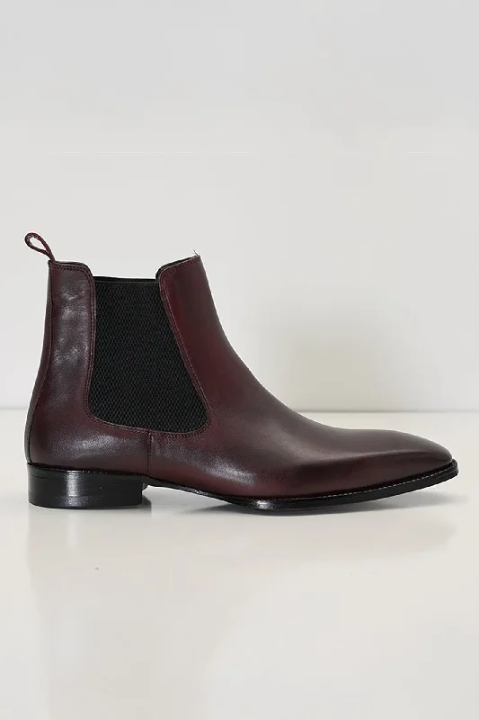 Handmade Leather Chelsea Boot - Burgundy