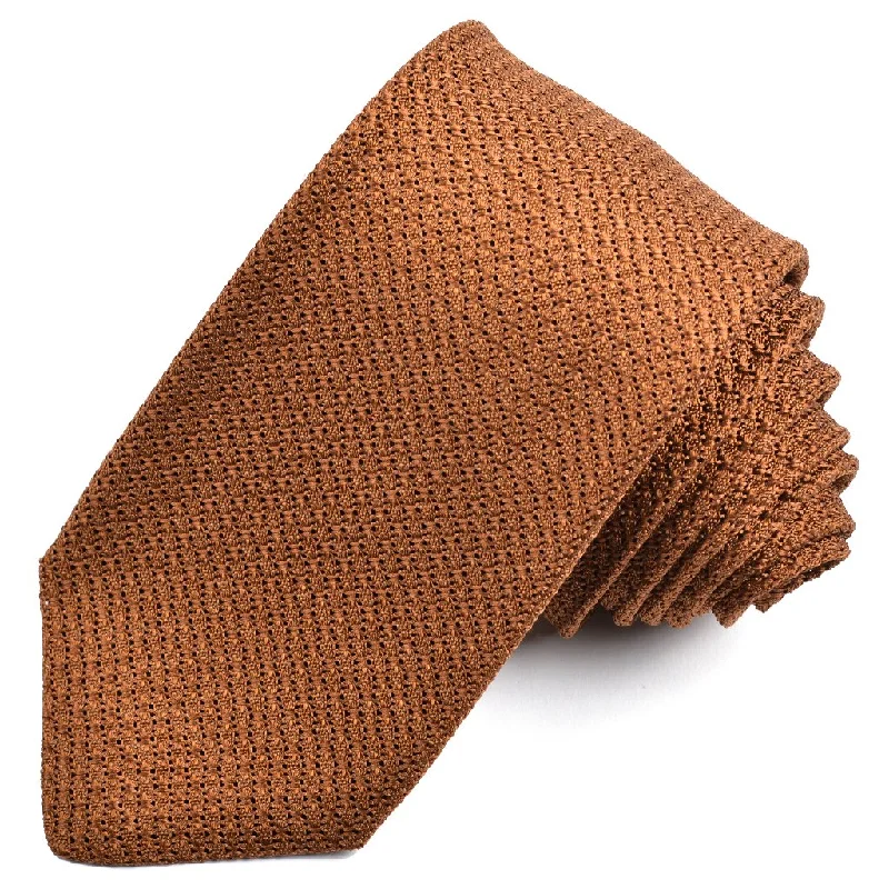 Solid Garza Grossa Grenadine Italian Silk Tie in Dark Tan by Dion Neckwear