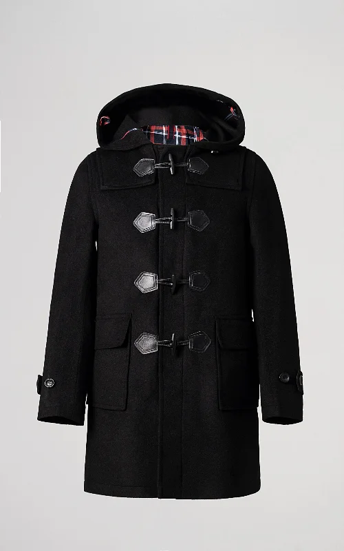 MEN'S HOODED DUFFLE COAT BLACK