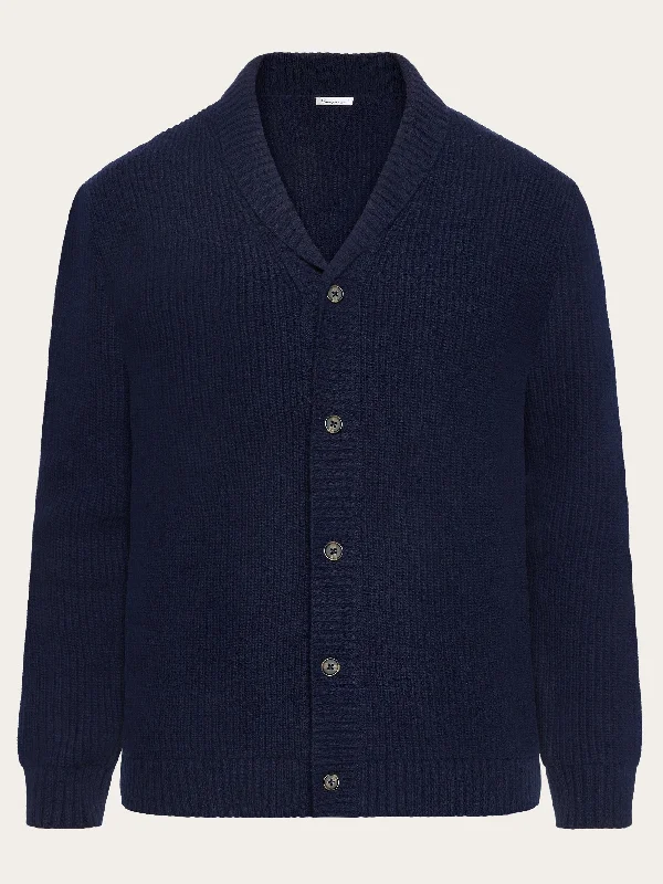 Shawl neck wool cardigan - RWS - Total Eclipse