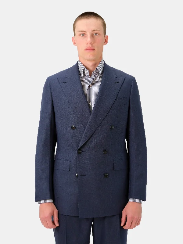 Narni Double Breasted Suit - Dusty Blue Microweave Wool