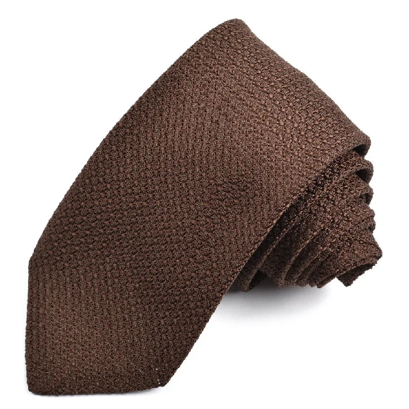 Solid Garza Grossa Grenadine Italian Silk Tie in Dark Brown by Dion Neckwear