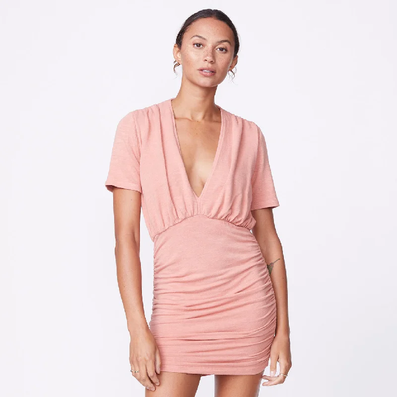 Supersoft Deep V Shirred Dress