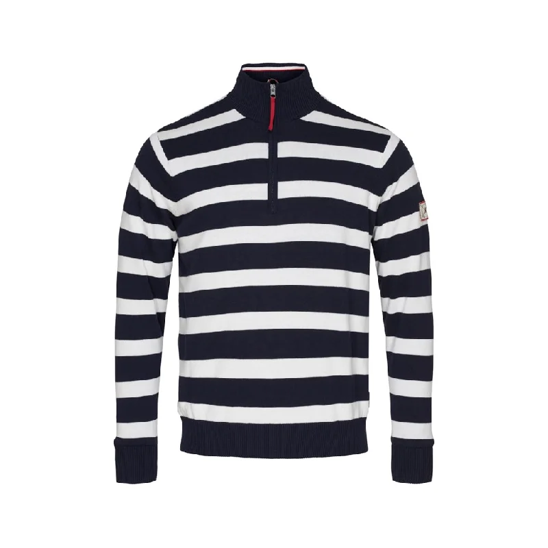 Nathaniel Striped Half Zip Windbreaker - Dark Navy/Pearl